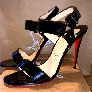 New Women’s Christian Louboutin Sova Heel Patent Black Sz 40.5
